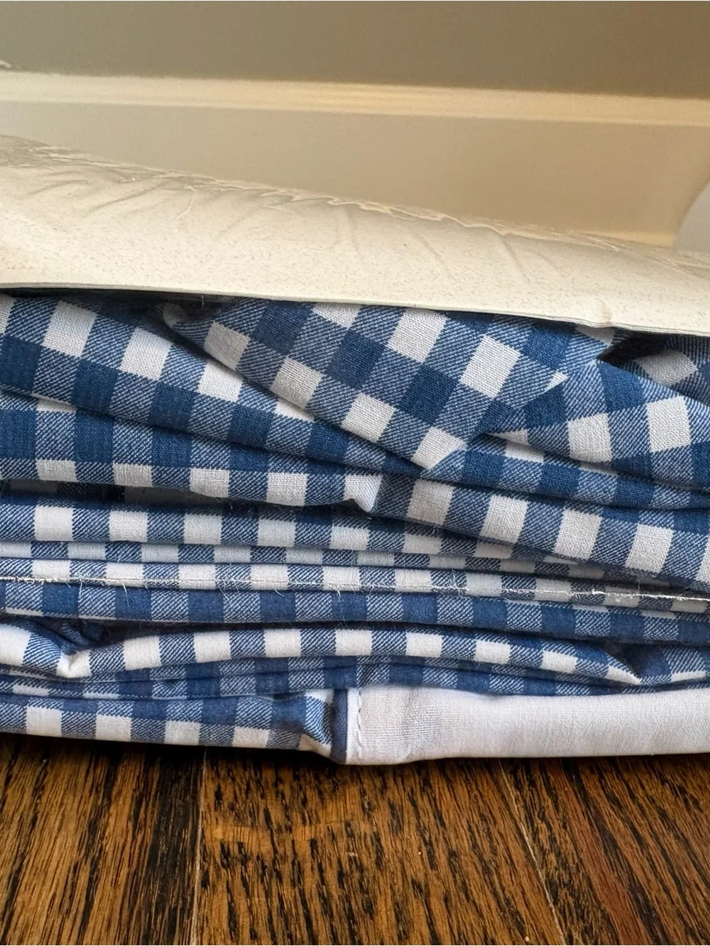 Croscill Blue Gingham Full Sheet Set Cottagecore Vintage NOS 180 Percale